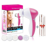 Facial Cleansing Brush 5 in 1 Portable Electric Facial Massager with 5 Spin Brush Heads for Acne, Blackheads, Dead Skin and All Skin Care