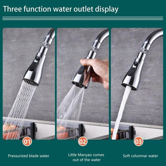 Turbo-Stream 3-Mode Kitchen Faucet - 360° Anti-Splash Sink Sprayer