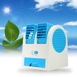 Mini Fan & Portable Dual Bladeless Small Air Conditioner Water Air Cooler Powered by USB & Battery Use of Car/Home/Office