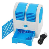 Mini Fan & Portable Dual Bladeless Small Air Conditioner Water Air Cooler Powered by USB & Battery Use of Car/Home/Office